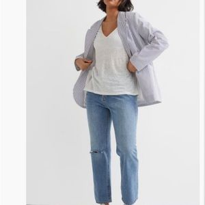 NWT premium Linen V-neck Jersey T-shirt light blue